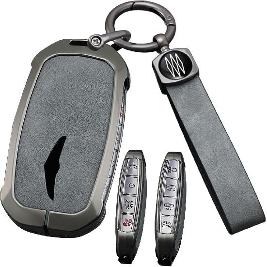 

ontto Car Key Fob Cover Key Case Fit for Genesis GV60 GV70 GV80 GV90 G70 G80 G90 2026 2025 2024 2023 2022 2021,Metal and PVC Key Skin with Keychain A