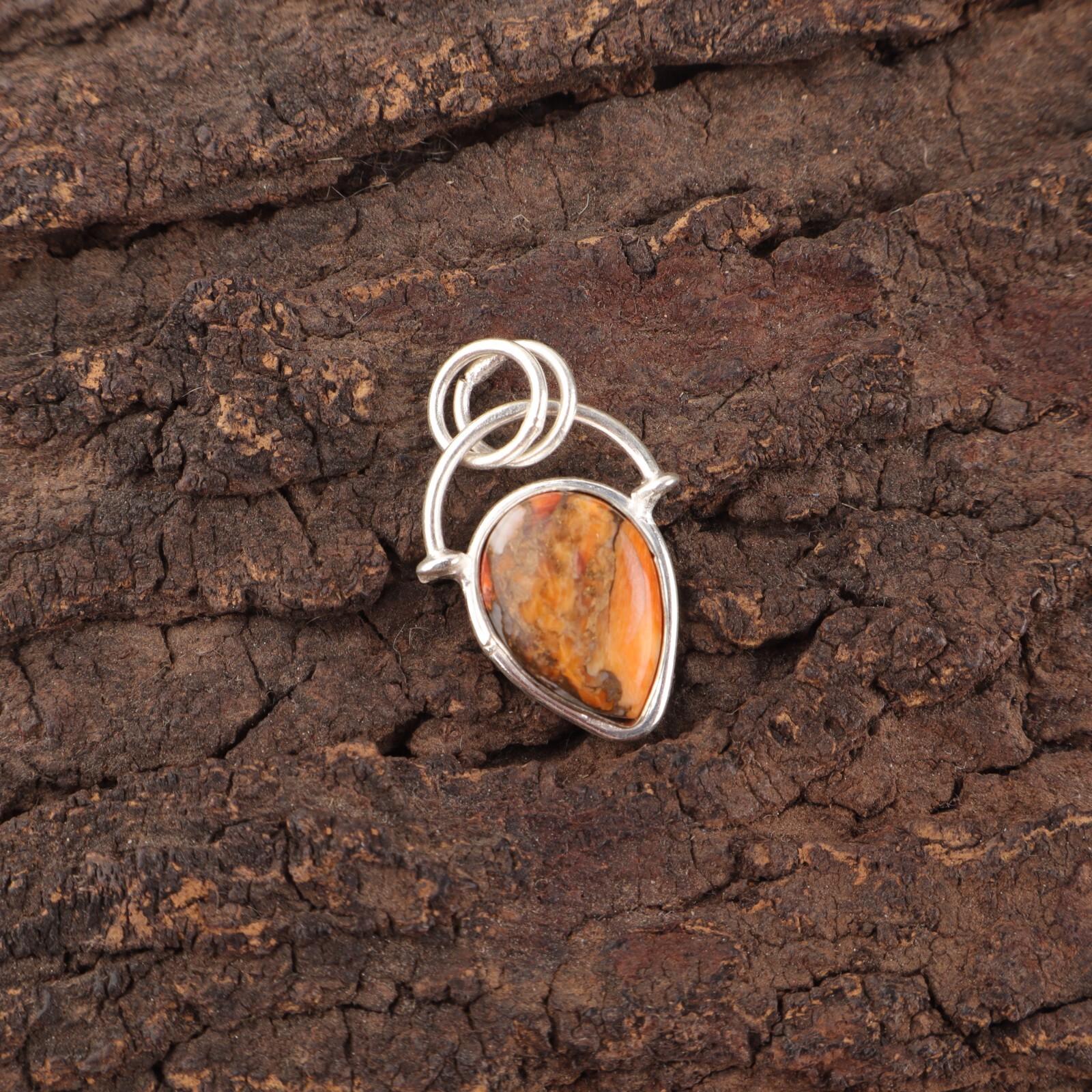 

Orange Copper Turquoise Stone 925 Sterling Silver Friendship Day Pendant Jewelry PP-56-44