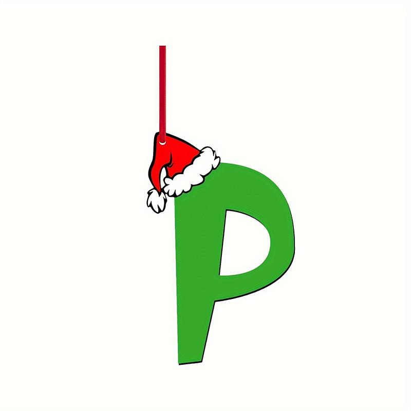 Green Elf Style 26 Letters Christmas Tree Hanging Ornaments DIY Craft Gift Tag Merry Christmas Decoration for Home 2026 New Year