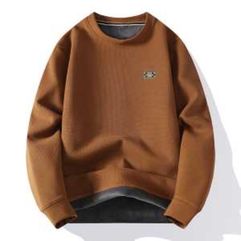 Plüsch-Sweatshirt Herren Herbst Winter Verdickt Warmes Unterhemd Lässig Japanisch Rundhals Langarm T-Shirt