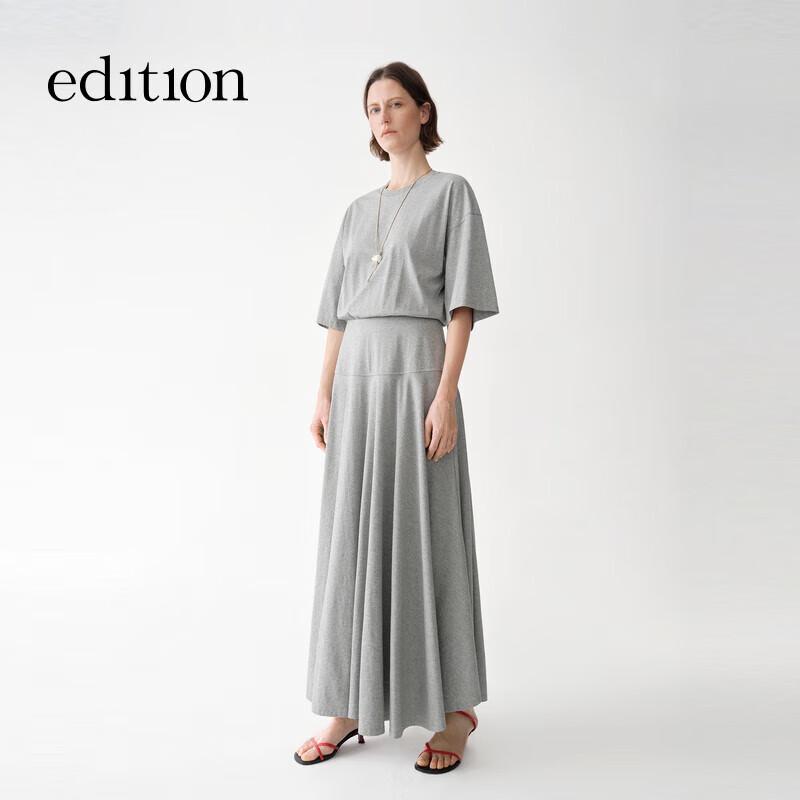 

Edition Women s 2025 Summer Faux Two-Piece T-Shirt Dress with Elephant Necklace L