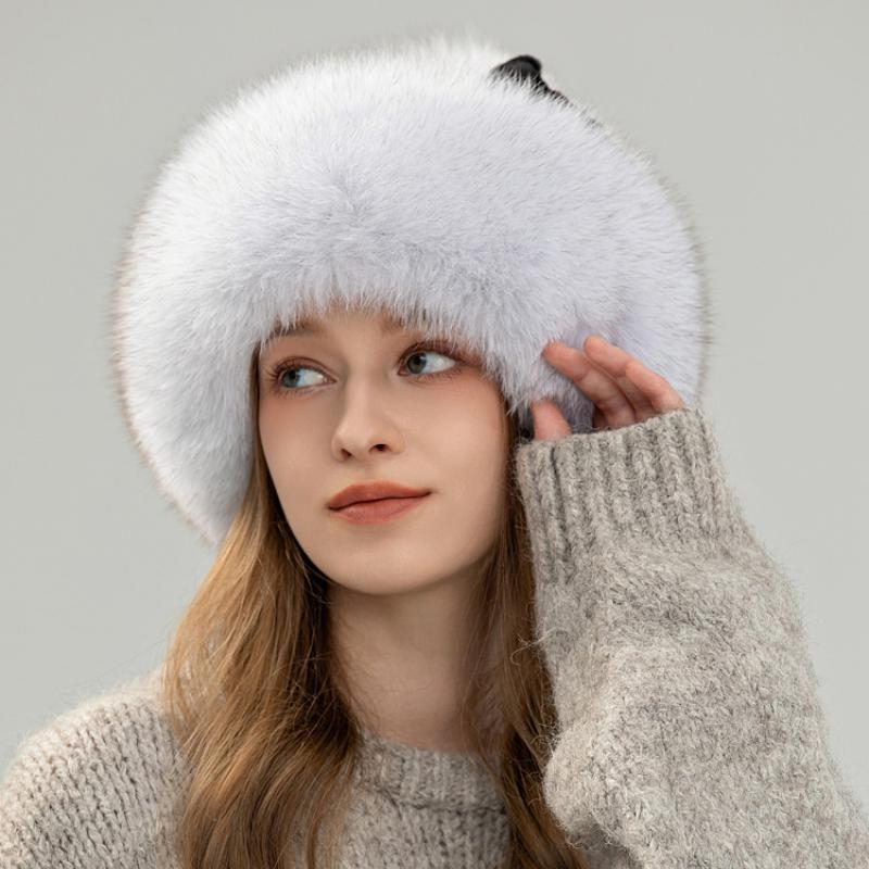 Fox hair Mongolian hat women's winter warm ear protection princess fur hat outdoor thickened whole leather Rex rabbit hair ski hat