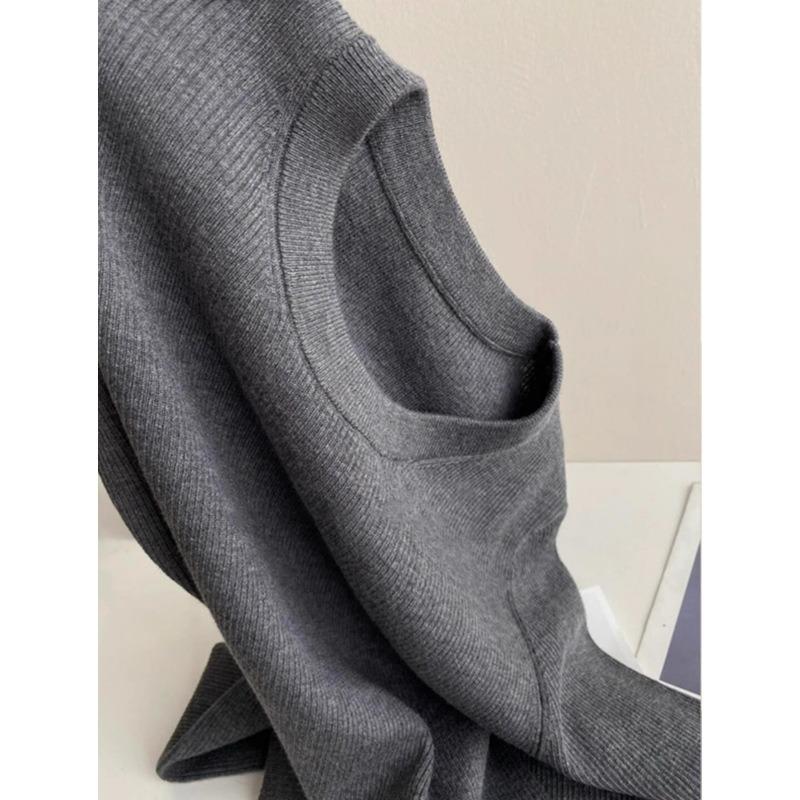 Fashion and Thin Round Neck High-end Knitted Bottoming Shirt Women's Spring Simple Inner Top Minimalist Sweater