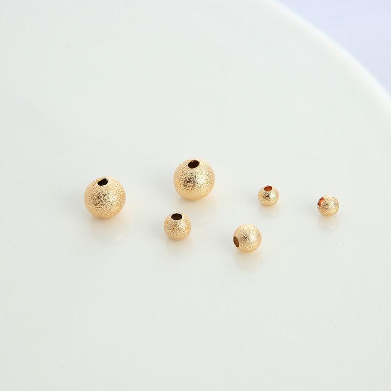 

14K Gold-Plated Frosted Glitter Round Beads for DIY Jewelry Making 4mm Matte Round Beads, 14K Gold, 10 pcs