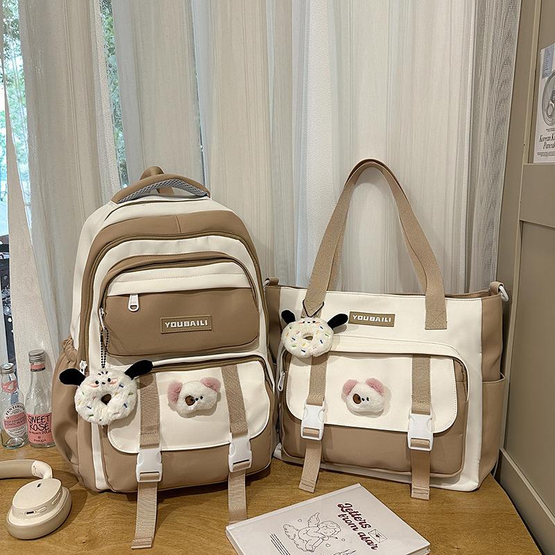 New High-value College Style, Fresh and Sweet Backpack, Contrasting Color Splicing Make-up Bag, Junior High School Student Backpack