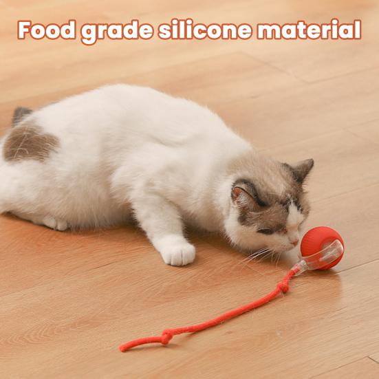 Cat Interactive Ball Toy Automatic Rolling 3 Modes Cat Toy Ball USB Charging Cat Self-Play Ball with Rope for All Indoor Cats