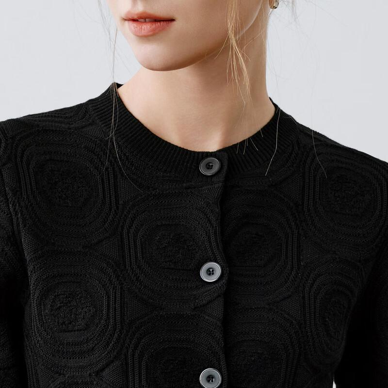 Elva' Island Women's Round Neck Long Sleeve Knit Cardigan