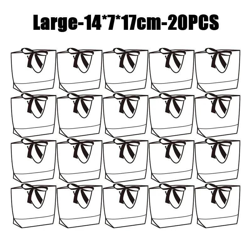 Portable Shopping Handbag White Cardboard Paper Tote With Black Border Gift Packing Bags Large Capacity Sundries Storage