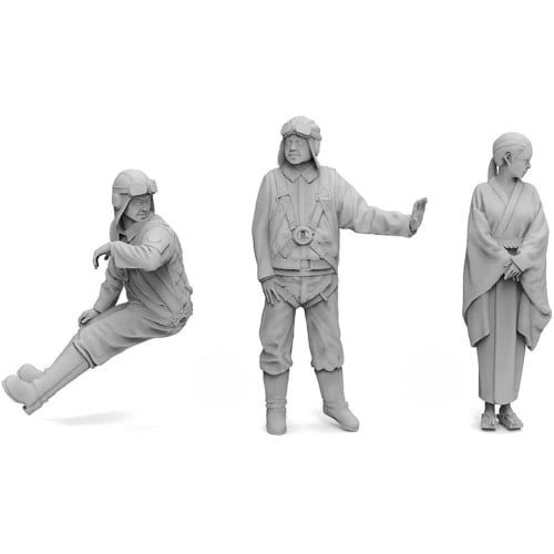 Tori Factory 1/72 Military Miniature Figure Series WWII Japanese Navy Pilot and Woman Seeing Off Resin Kit MF-36C Molded Color