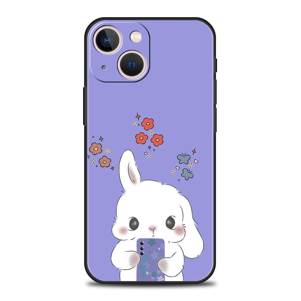 

Cute Colorful Rabbit Phone Case For iPhone 16 13 15 14 12 11 Pro MAX XR X SE XS 7 8 Plus Soft TPU Shell Cover iPhone 16 Pro
