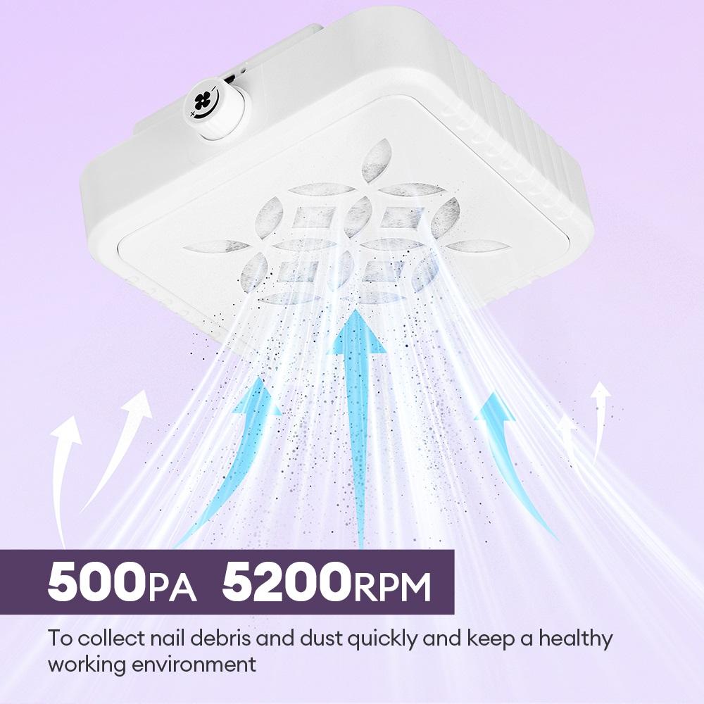 120W Mini Nail Dust Collector 5600RPM Portable Nail Dust Extractor 500Pa Suction Nail Vacuum Cleaner Fan Nail Art Manicure Fan