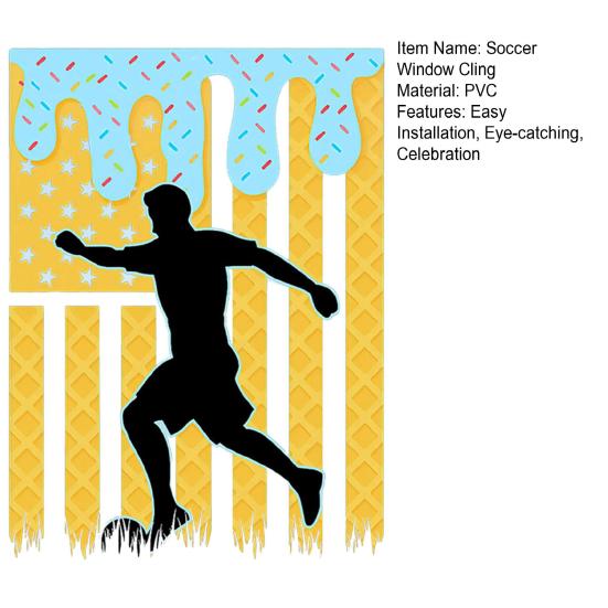 Soccer Player Window Sticker Sports Silhouette Window Cling Removable Static PVC Decals for Football Event Party Bedroom School Glass Decor