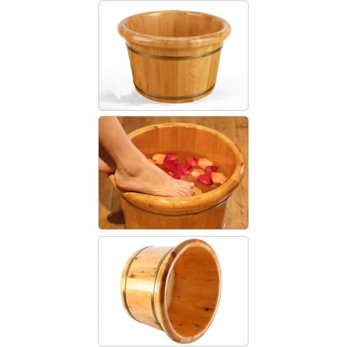 Suzapiw Footbath Barrel, Bath Footbath Barrel, Wooden Barrel with High Rounded Rim, Footbath Basin, Home Bath Barrel, Thick Footbath Barrel, Wooden Fo