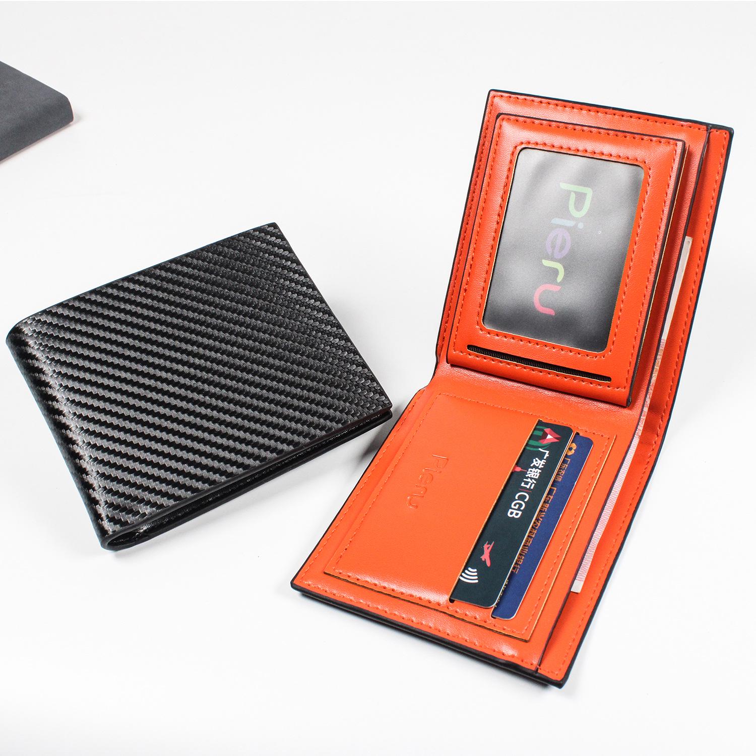 

Men s Carbon Fiber Wallet: Large Capacity, Multi-Card Slot with Coin Pocket and Money Clip оранжевый