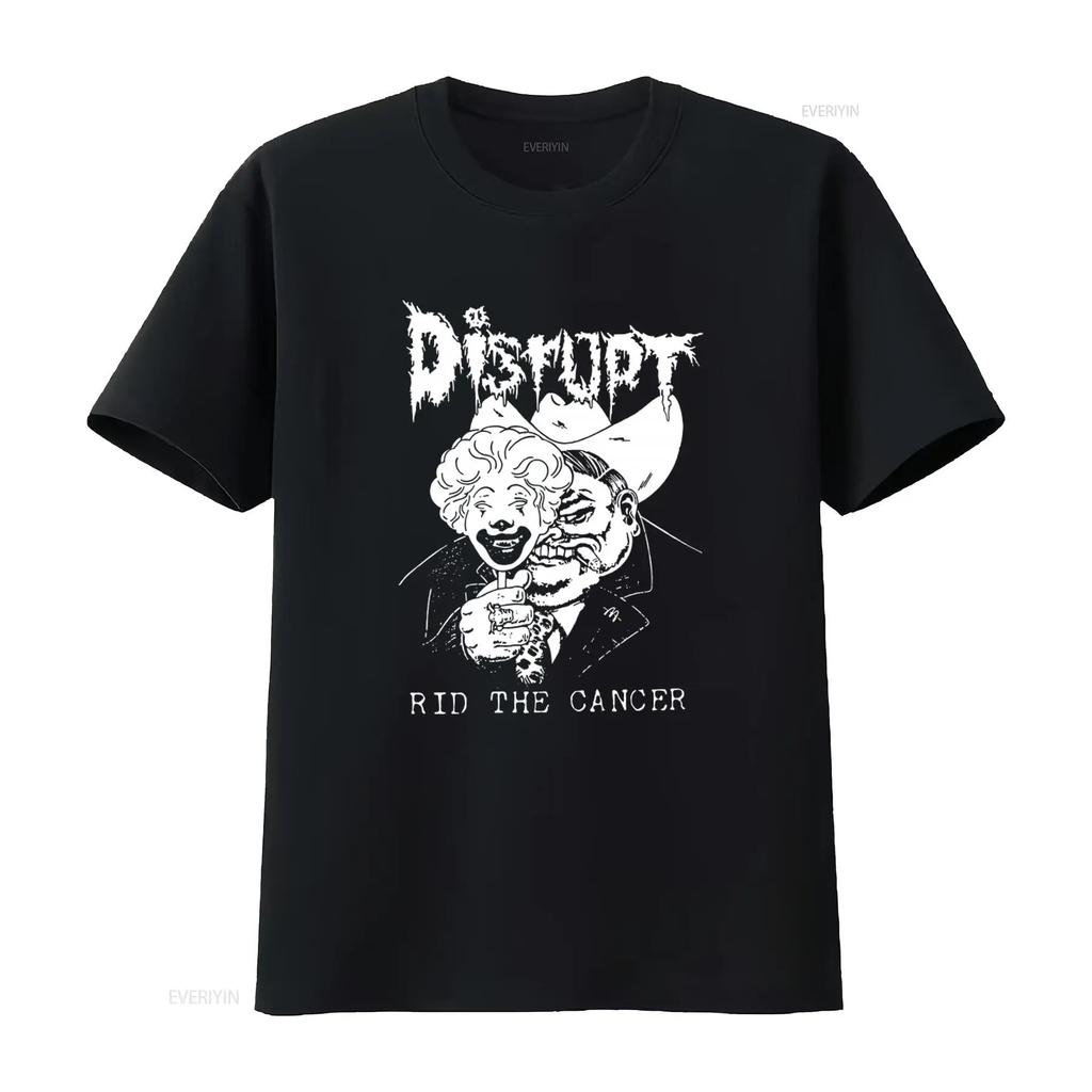 Disrupt Rid The Cancer T Shirt for Men Bold Black and White Design Perfect Rock Fans Vintage Washed Stretched Breathable