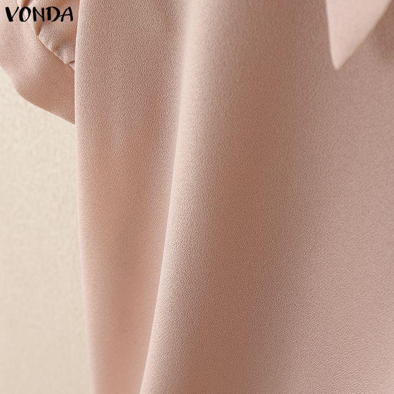 VONDA Women Lapel Neck Short Sleeve Buttons Bow Knot Casual Cropped Blouse Tops