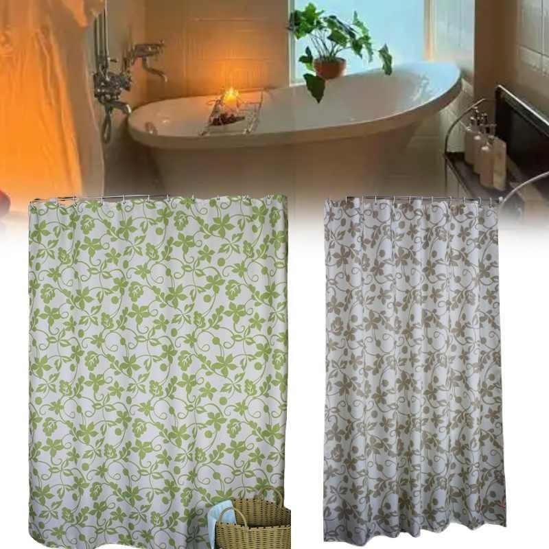 Flowers Print Patterned Shower Curtain Hook Set Waterproof Bathroom Supplies