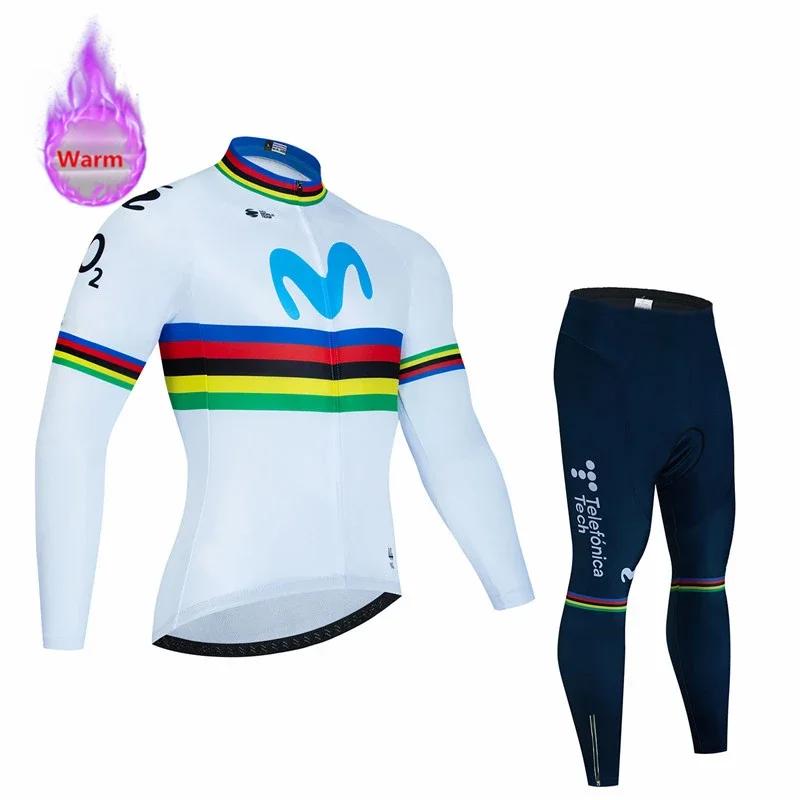 2026 Movistar Pro Winter Cycling Set Thermal Fleece Bicycle Clothing Long Sleeve Jersey Road Bike Clothes Ropa Ciclismo MTB Uniform