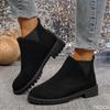 Fashion Women's Casual Fashion Round Toe Chunky Heel Suede Ankle Boots   Work And Anti-slip Simple Comfortable Versatile Shoes