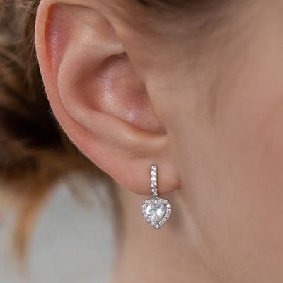 (925 Silver) Lumi Heart Hoop Earrings EC3179
