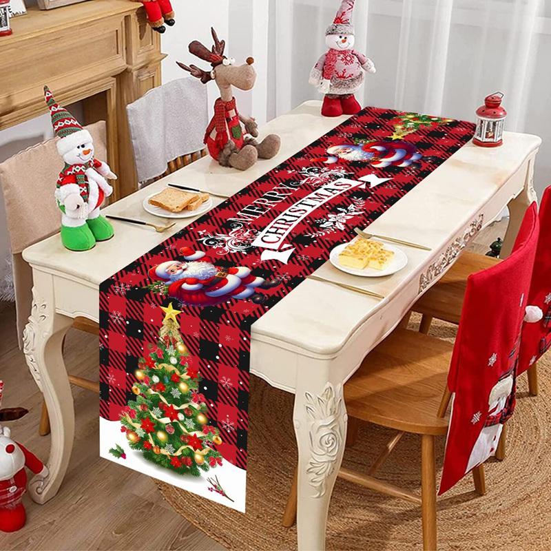 Santa Claus Christmas Table Runner Merry Christmas Decoration for Home 2026 Xmas Party Table Decor Navidad Noel New Year 2026