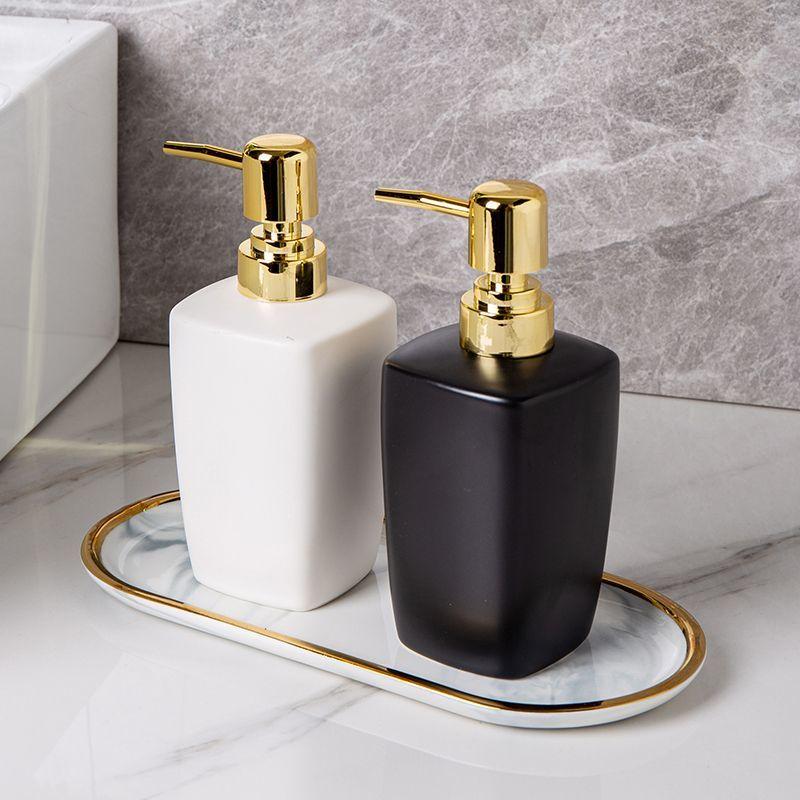 Bathroom Portable Shampoo Empty Bottle Household Compression Soap Dispenser 400ml Ceramic Lotion Bottle Bathroom Accessories
