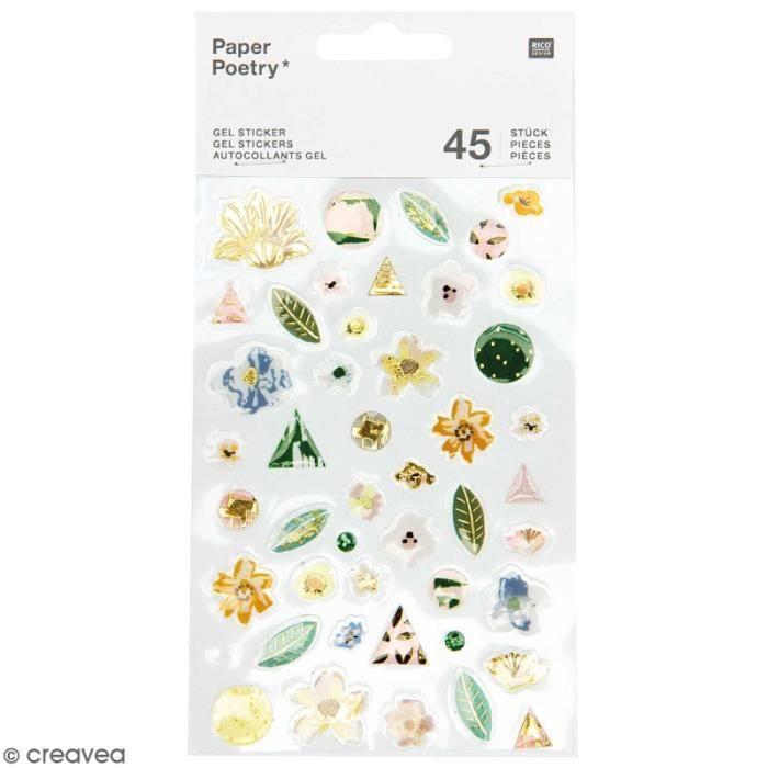Stickers gel - RICO DESIGN - Vive la nature - Vert - 45 pcs