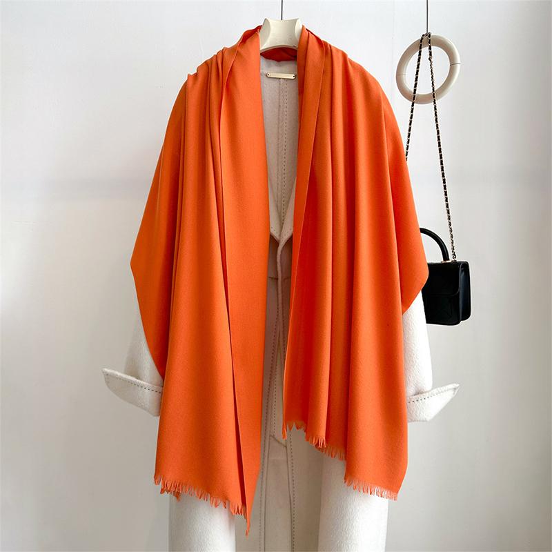 Luxury Winter Cashmere Scarf Women Solid Handkerchief Warm Pashmina Female Shawl Tassel Wrap Soft Pareo Bufanda Scarves Stole