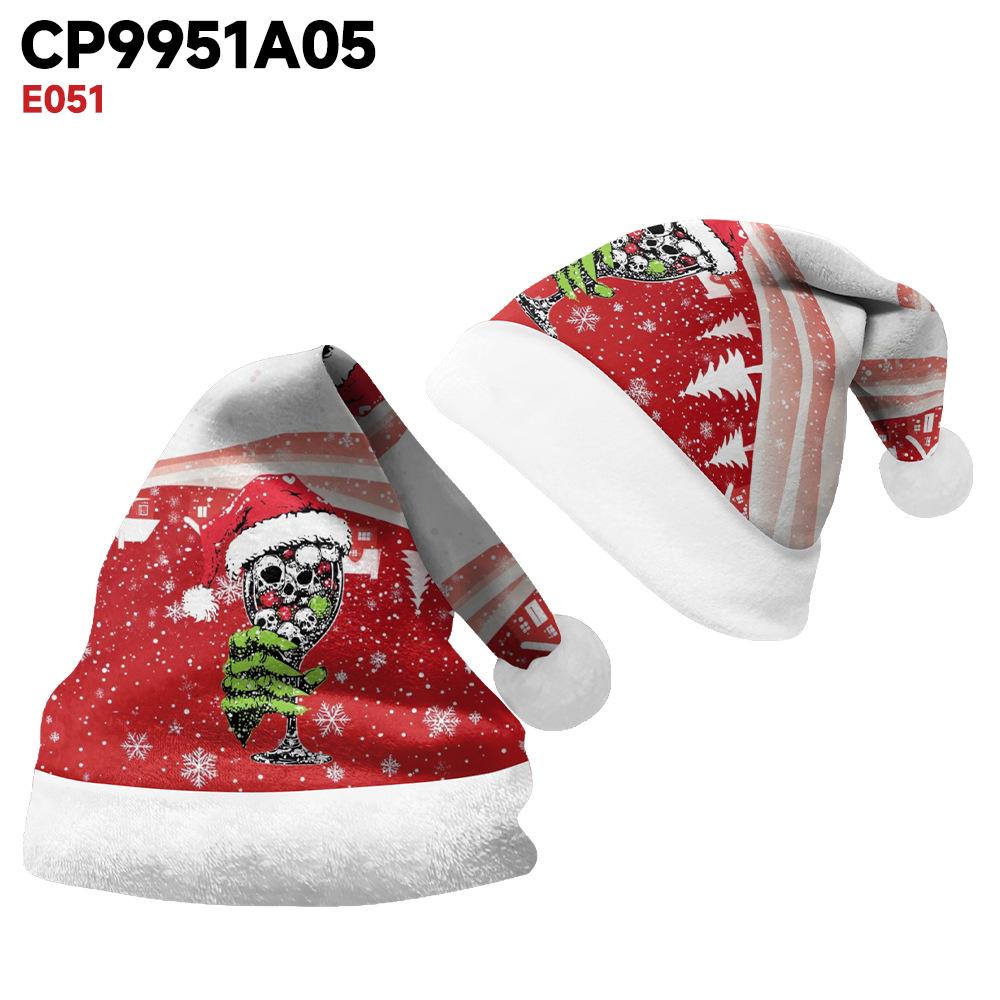 Czapka Świętego Mikołaja 2024: Dwustronny plusz z aksamitnym nadrukiem dla dorosłych i dzieci