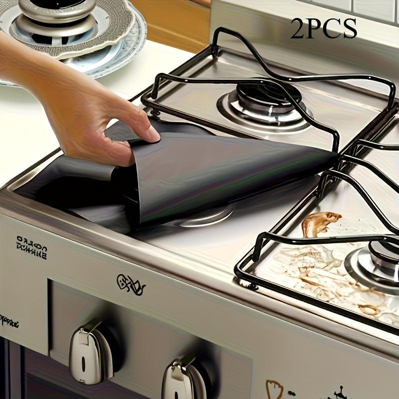 2pcs Reusable Gas Stove Protector Mats, 0.2mm Thick Kitchen Cleaning Accessories,Thickened & Durable, Oil-proof & Easy to Clean