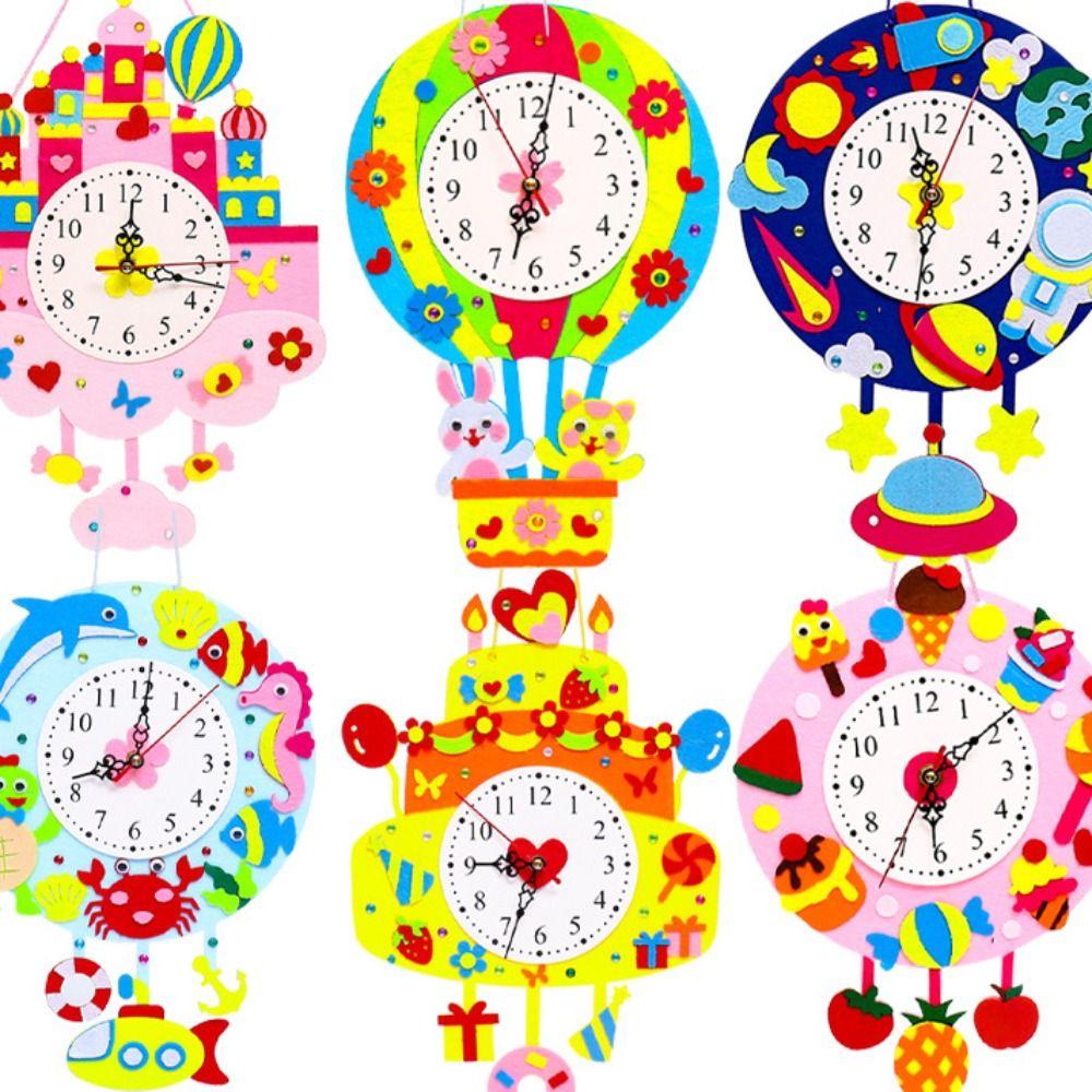 Cartoon Clock Cognition Clocks Toys Nonwoven Fabric Time Teaching Aid  Montessori Arts Crafts