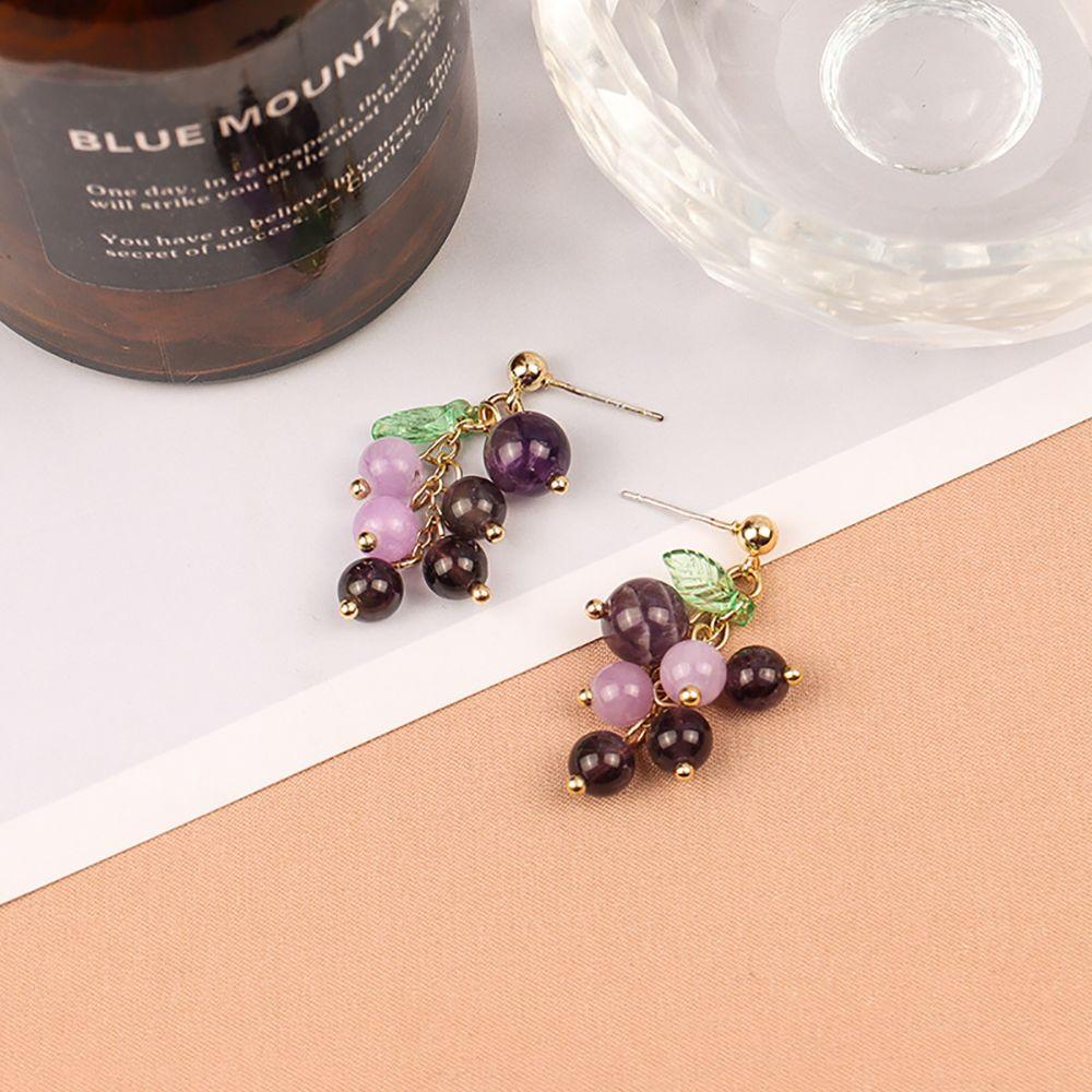 Geometric Women Girl Party Korea Fashion Jewelry Clip Earrings Drop Earrings Grape String Earrings