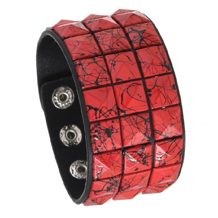 Bracciale in Pelle Comodo Borchie Quadrate Punk Bangle Regolabile per Uso Quotidiano Regalo Accessorio di Moda