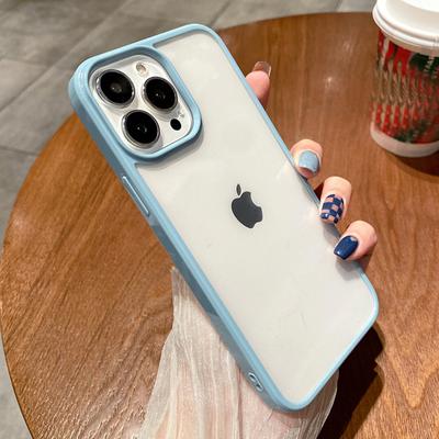For Iphone Cases Acrylic Transparent Phone Case For Iphone 13 12 11 Pro Xr X Xs Max 7 8 Plus Light Blue Silicone Back Cover