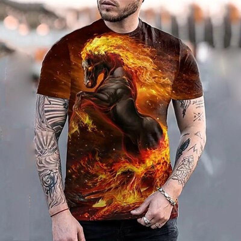 

Муж. Футболка Футболка Графика Животное Лошадь Круглый вырез Одежда Одежда 3D принт На открытом воздухе Повседневные С короткими рукавами С принтом Модельер Винтаж 3XL