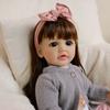 Popular 22 Inch Reborn Babies Dolls Betty 55cm Full Vinyl Body Beautiful Baby Girl Dolls Wear Gray Cardigan Suits Lifelike Simulation Dolls for Kids