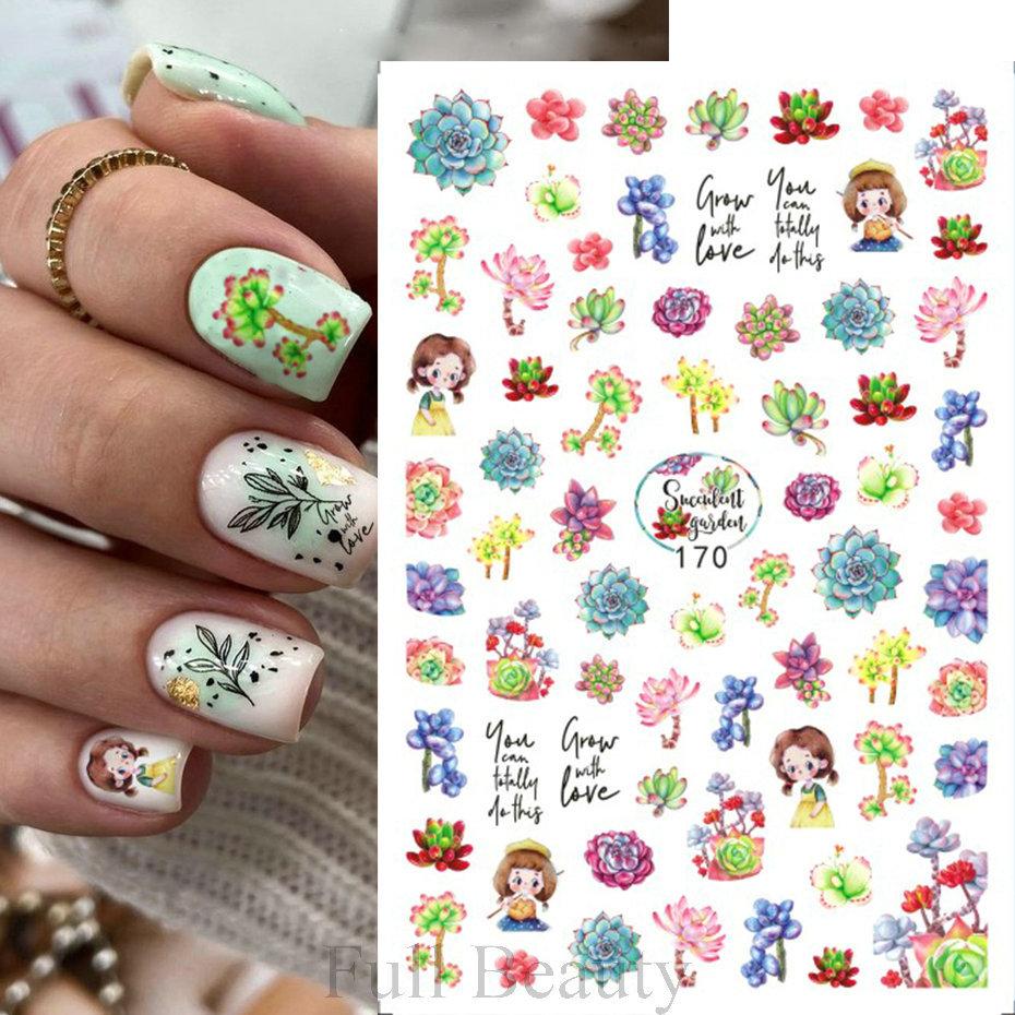 Nail Art Stickers Valentine's Day Romantic Balloon Love Rose English Adhesive Nail Stickers