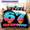 3PC Custom Name Dessert Number Celebration Bedding Set Printed  Bedding Set Duvet Cover Closure Includes 1 Duvet Cover & 144 Pillowcases for Bedroom