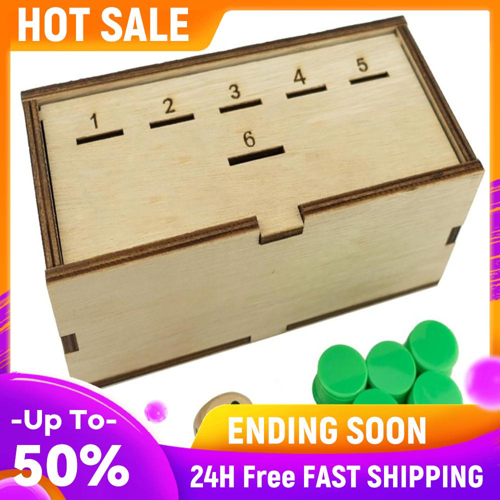 Family Fun Board Game with Dice and Wooden Box Penny Game Pennies Dice Games for Kids and Adult China Mainland