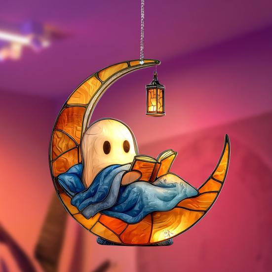 Ghost-Themed Pendant Sun Catcher Art Peaceful Atmosphere Sunlight Reflection Ornament Home Garden Decor