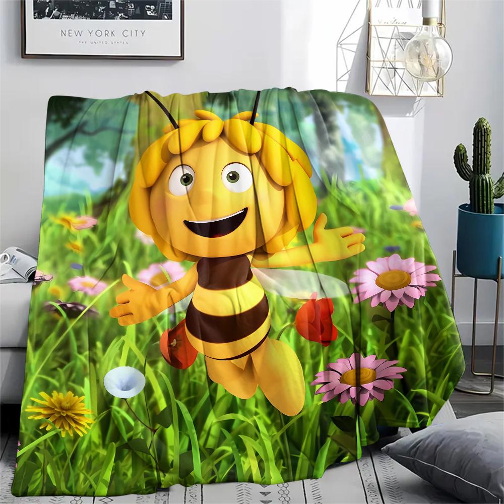 Maya the Bee Print Flannel Blanket,High Quality Comfortable for All Seasons,Home Decor,Warmth and Comfort,Perfect for Christmas Gifts