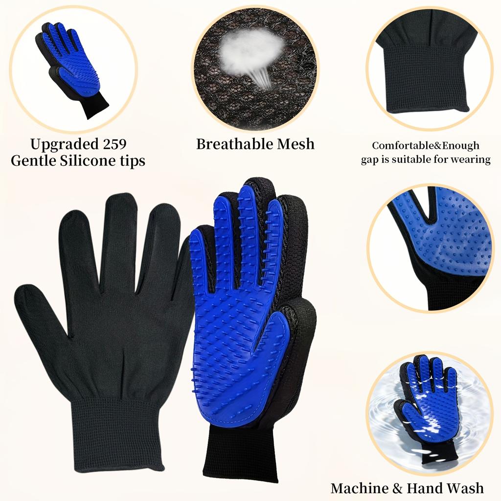 2pcs Pet Grooming Gloves, Deshedding and Massaging Grooming Gloves, Suitable for Dogs and Cats As A Tool for Removing Loose Fur, Cat Cleaning