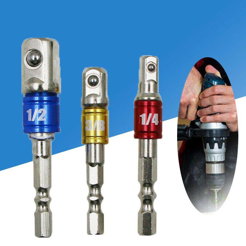 Durable Hex Shank Socket Adapter Set For Drill Drivers With Three Size Options