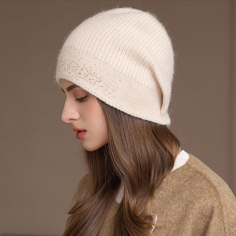 Thick Rabbit Fur Pullover Hat Women's Ear Protection Knitted Hat