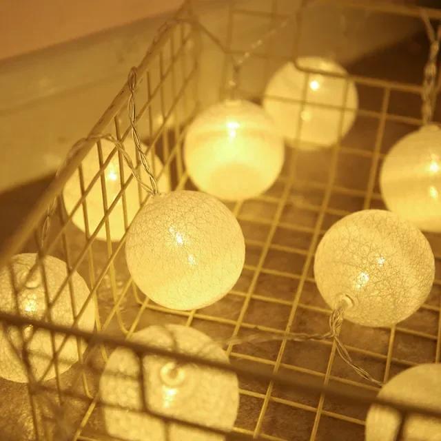 Xiaomi 10/20 LEDS Cotton Ball Garlands Fairy Lights String Battery Power Christmas Outdoor Navidad Garden Bedroom Wedding Decoration
