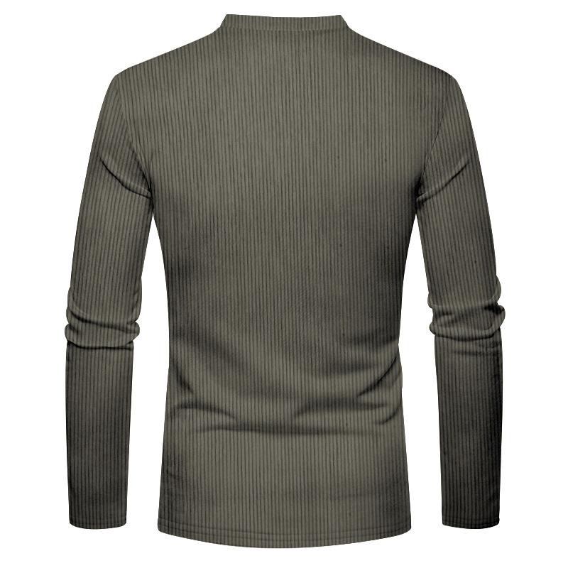Men's Outdoor Corduroy Long-Sleeve Henley Hoodie - Solid Color, Spring/Autumn 2025 Collection