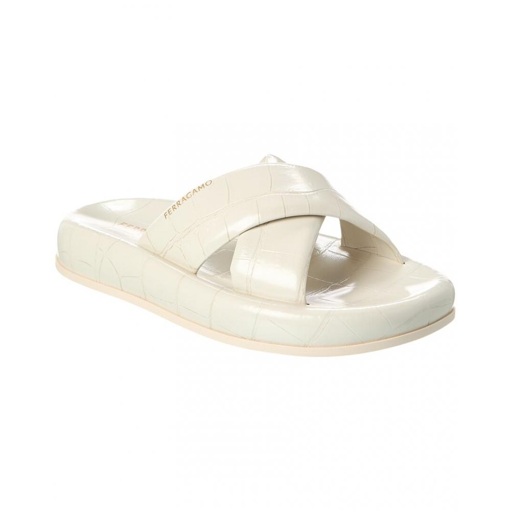

Salvatore Ferragamo Ferragamo Dasie Leather Slide White US 9