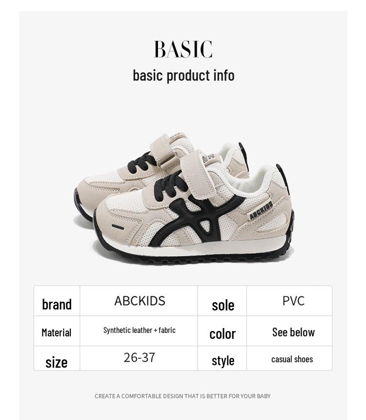 ABCkids5937 Velcro Spring/Autumn Sneakers for Kids - Soft Sole Casual Shoes for Boys & Girls