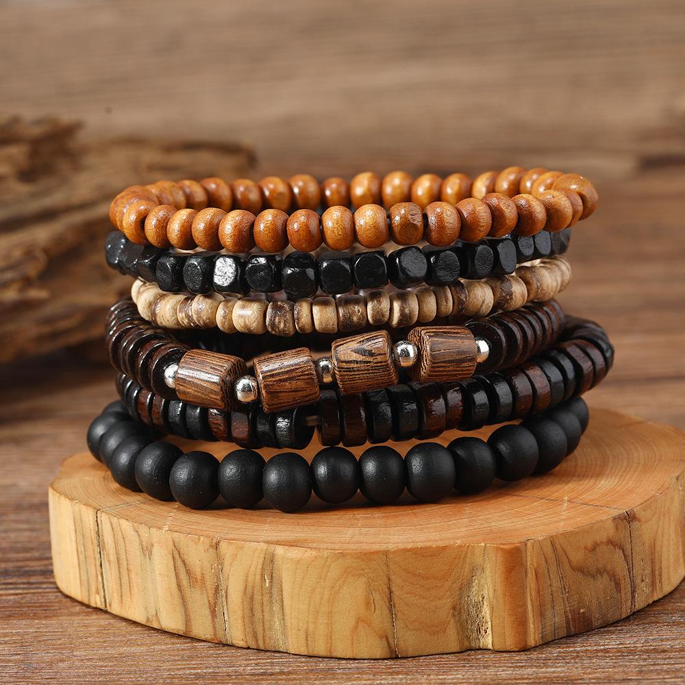 Retro Wooden Bead Men's Bracelet: Multi-Layer Handmade Jewelry
