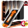 4 Peças Protetor de Tela de Vidro Temperado Anti-Poeira e Privativo para IPhone 17 16 15 14 13 12 11 Pro Max Plus X XR XS Max 7 8 Plus
